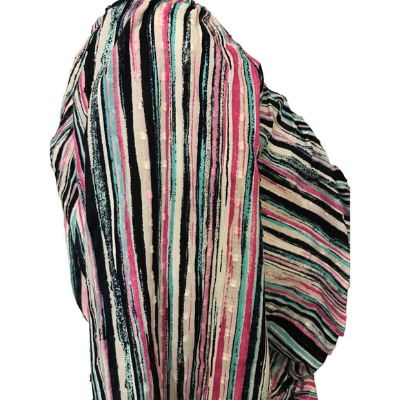 Lane Bryant 22/24 Stripe Overlap Elastic Tie Waist Peplum Cotton Embroidered Top - Picture 7 of 10